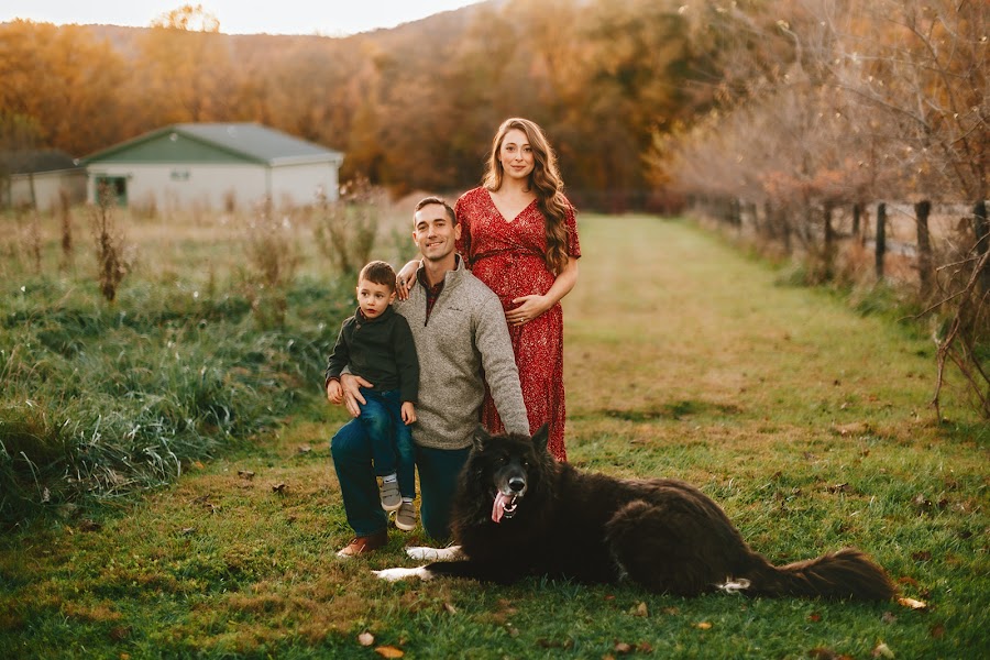 Family portrait in warm evening light