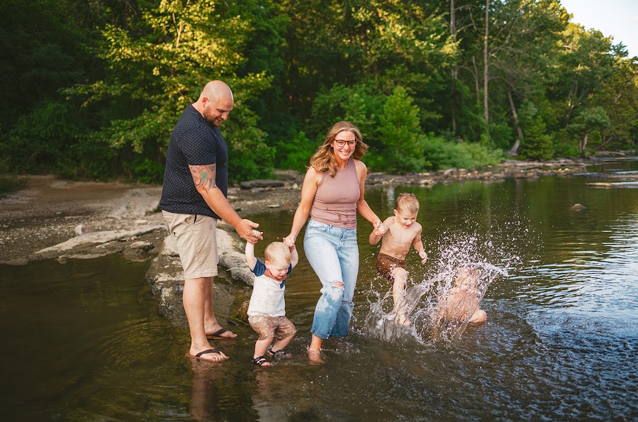 Family portrait in a summer field