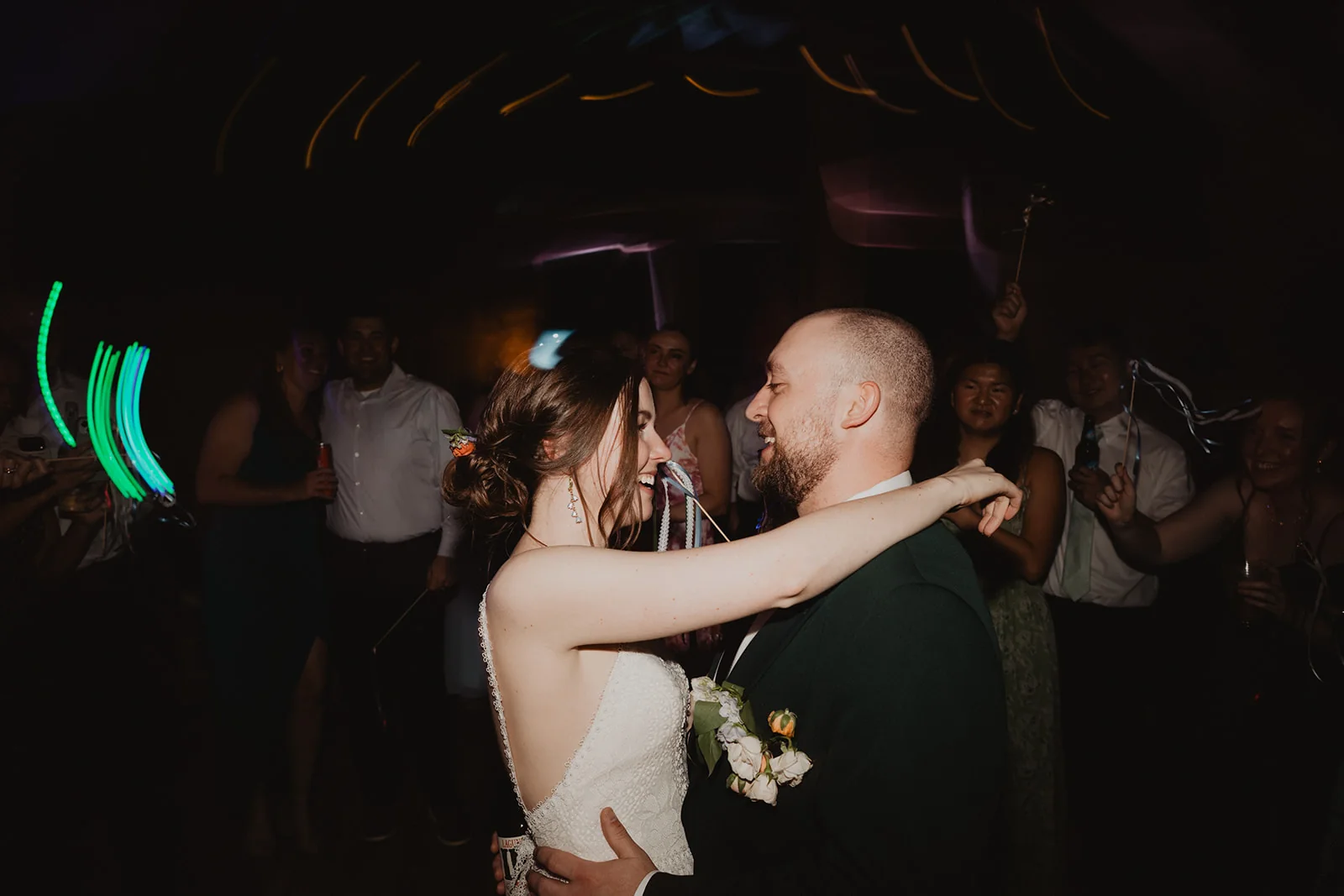 Emily and Garrett dancing during their wedding reception
